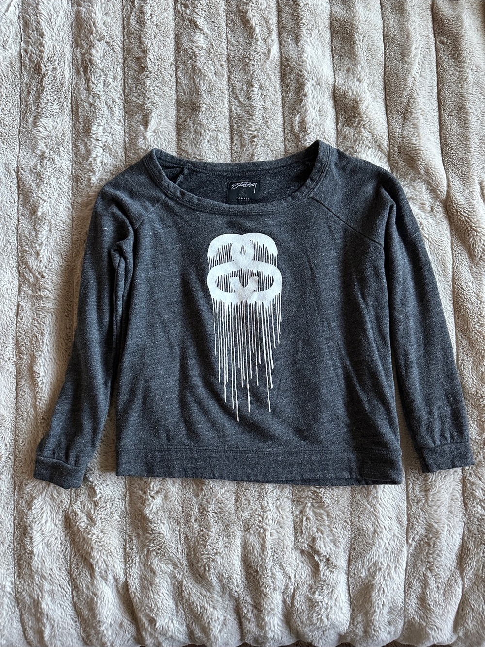 Stussy Dark Gray Graphic Long-Sleeve Top